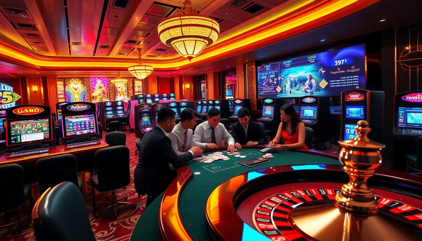 Para pemain yang terlibat menikmati kemenangan mendebarkan dalam suasana kasino sumo togel yang mewah.