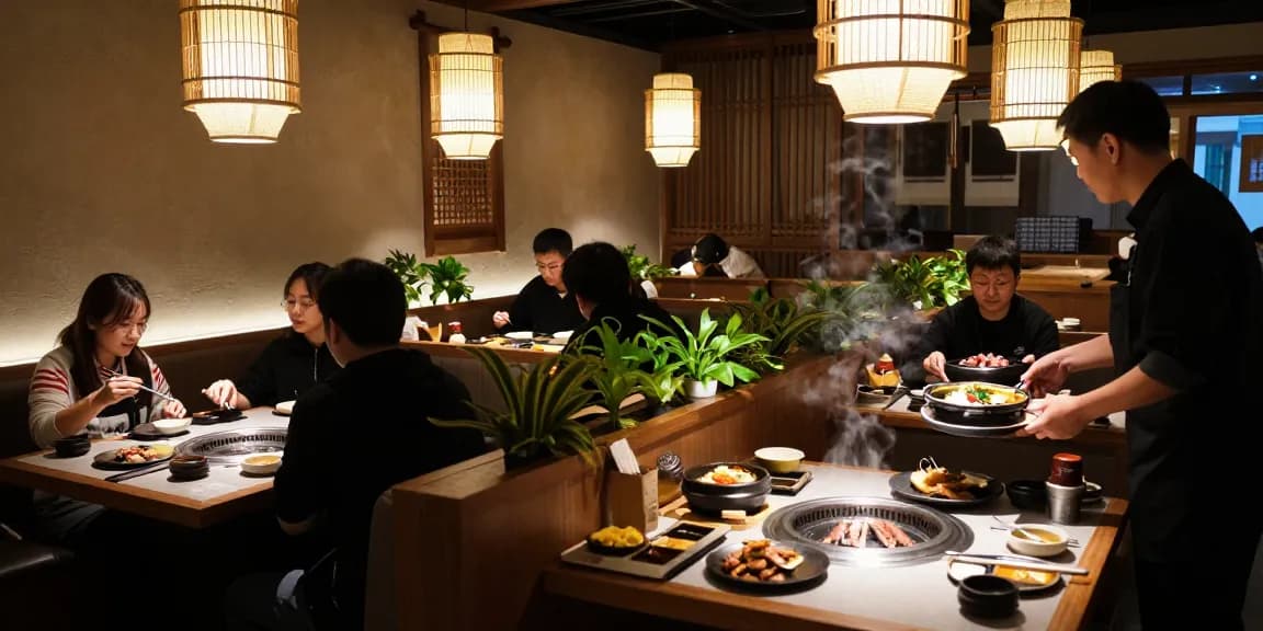 상봉동 한국관나이트 dining experience featuring vibrant Korean cuisine and contemporary decor