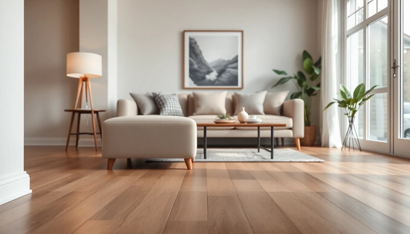 Enhance your home with stylish baseboards that define elegance in this modern living room.