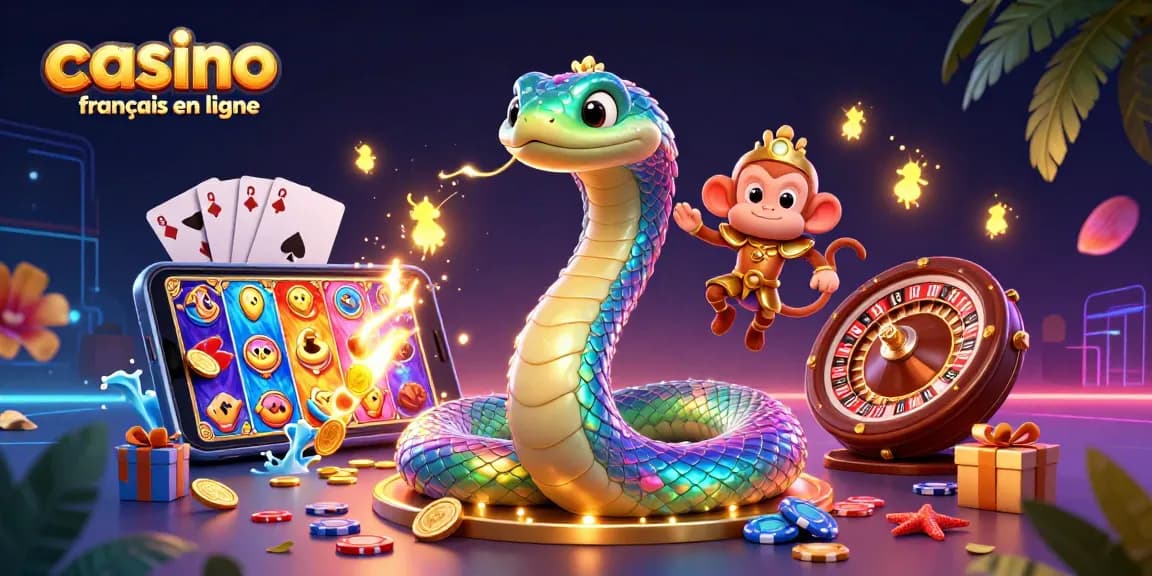 Jouez à des jeux captivants sur casino français en ligne avec des personnages animés et des éléments de casino.