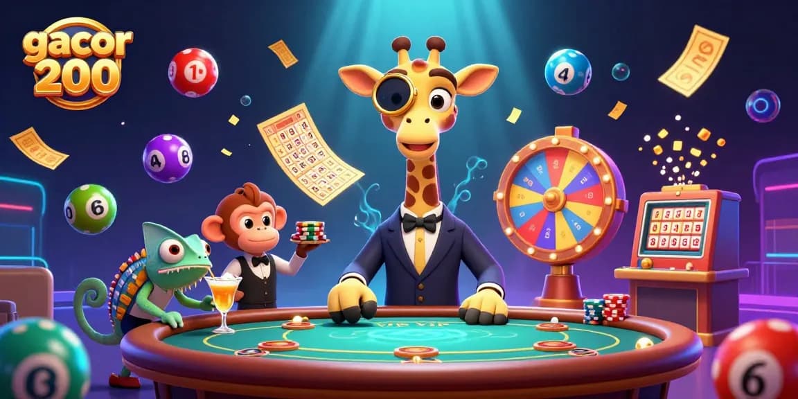 Play and win big with gacor 200 in this vibrant, high-energy casino illustration!