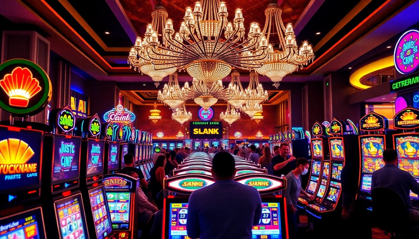 Menangkan Slot Deposit 5k dengan mesin slot yang berwarna-warni dan pemain yang bersemangat.