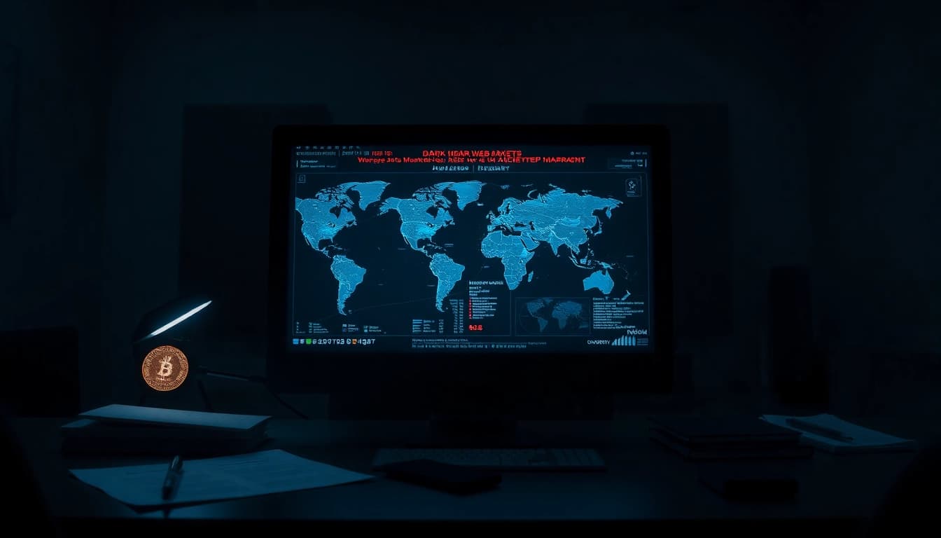 Visual representation of dark web busts in 2026, showcasing cybersecurity operations and investigative technology.