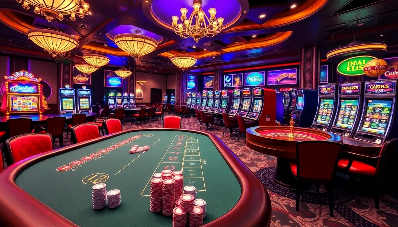 Exciting gambling scene featuring KJC AC's vibrant casino tables and slot machines.