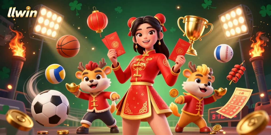 Engage with llwin's vibrant 3D casino scene featuring a joyful Asian woman and exciting gaming elements.