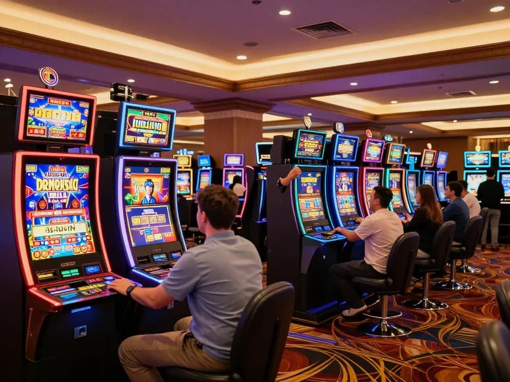 Engaging players experiencing สล็อต888 on vibrant slot machines amid an electrifying casino atmosphere