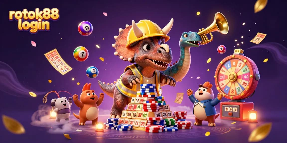Experience thrilling gameplay with rokok88 login, featuring a vibrant celebration of casino elements.