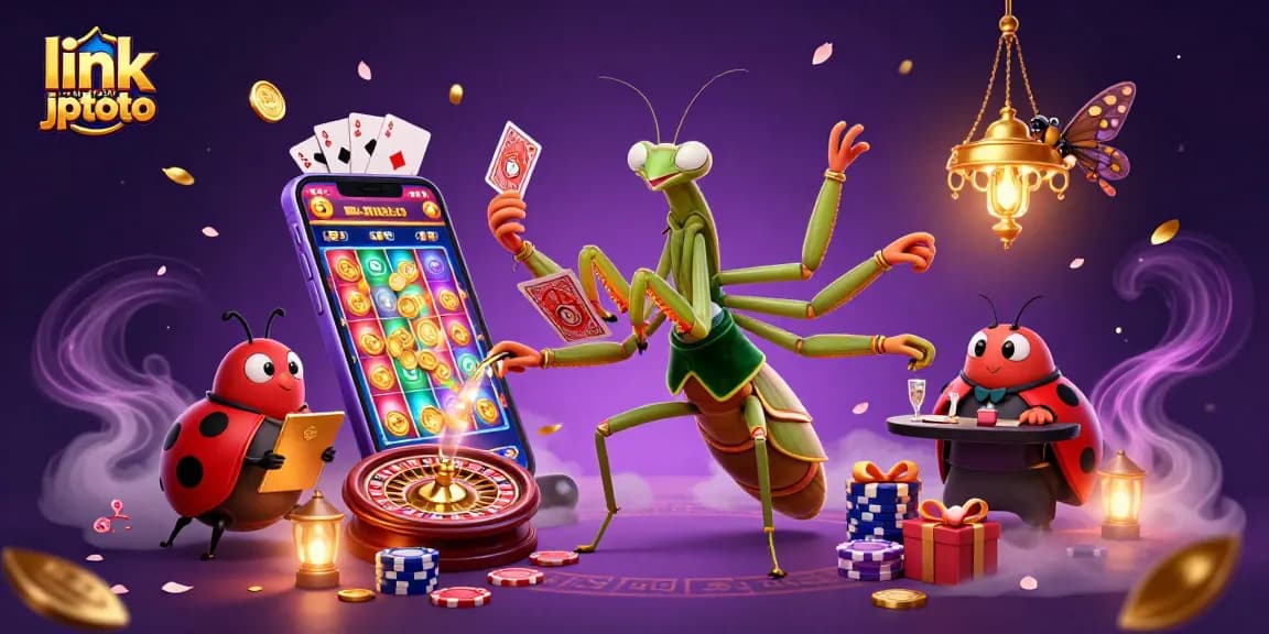 Gambir kerang bulu babi sambil memainkan slot di link alternatif jptoto, menampilkan nuansa kasino yang semarak.