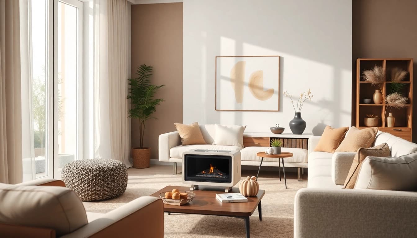 sonni Heizkörper als stilvolles Element in einem modernen Wohnzimmer.