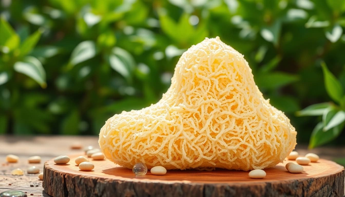 Exquisite raw loofah sponge set against a natural backdrop showcasing its unique texture.