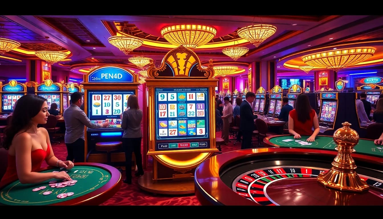 Experience the thrill of winning at the PEN4D alternatif slot machine in a vibrant casino atmosphere.