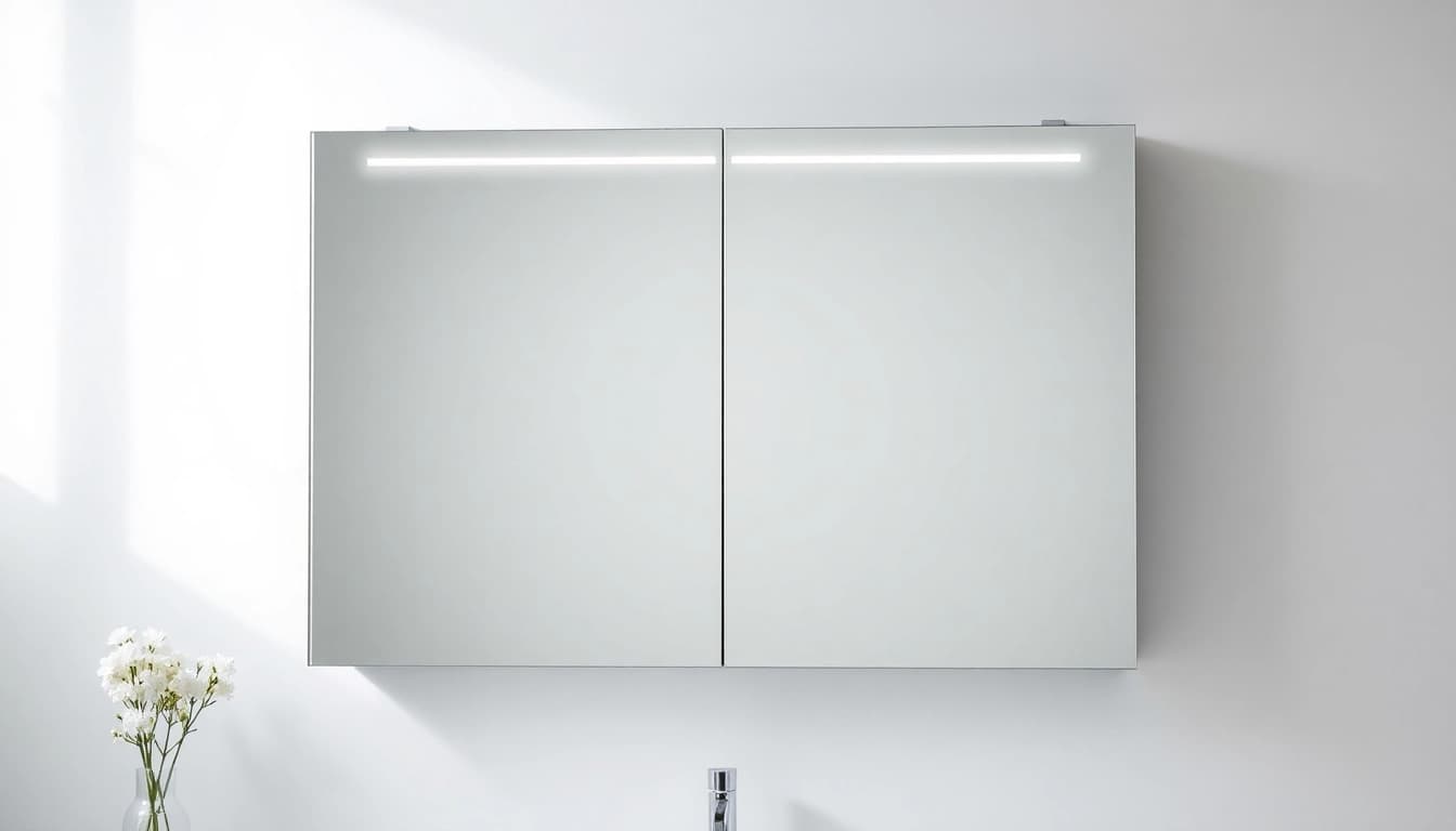Gestalten Sie Ihr Bad mit einem eleganten sonni Spiegelschrank und integrierter Beleuchtung.