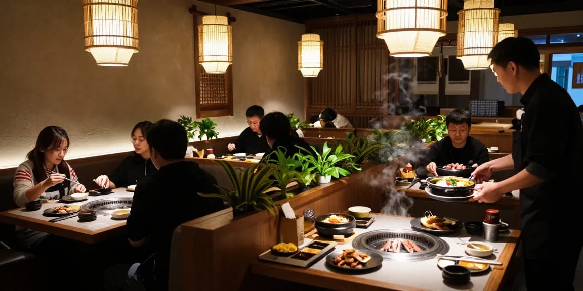 상봉동 한국관나이트 dining experience featuring vibrant Korean cuisine and contemporary decor