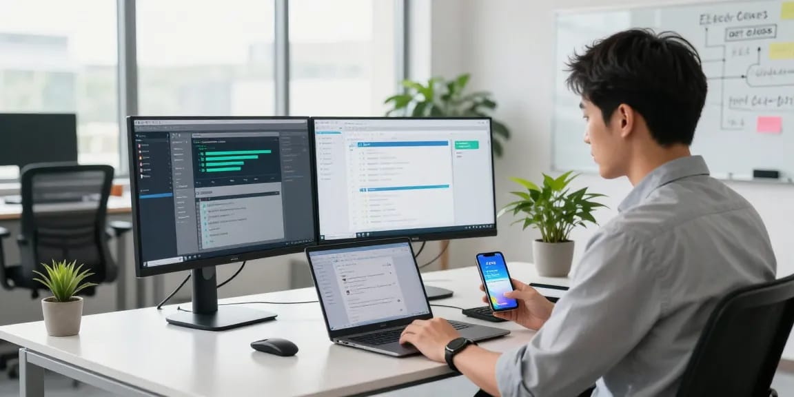How much does IT support cost in UK? IT professional monitoring systems in modern office.