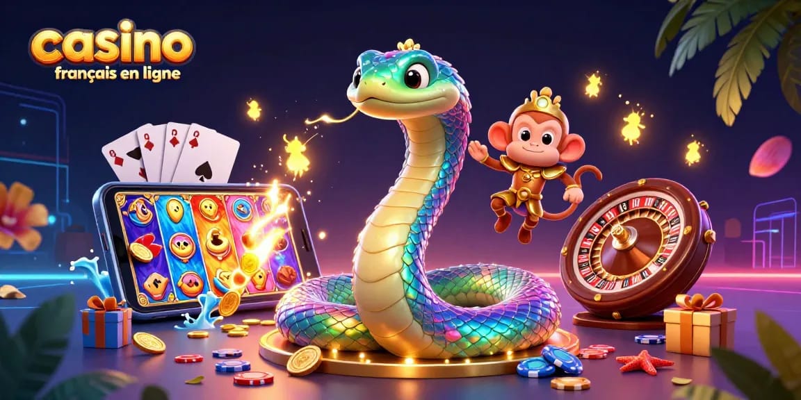 Jouez à des jeux captivants sur casino français en ligne avec des personnages animés et des éléments de casino.