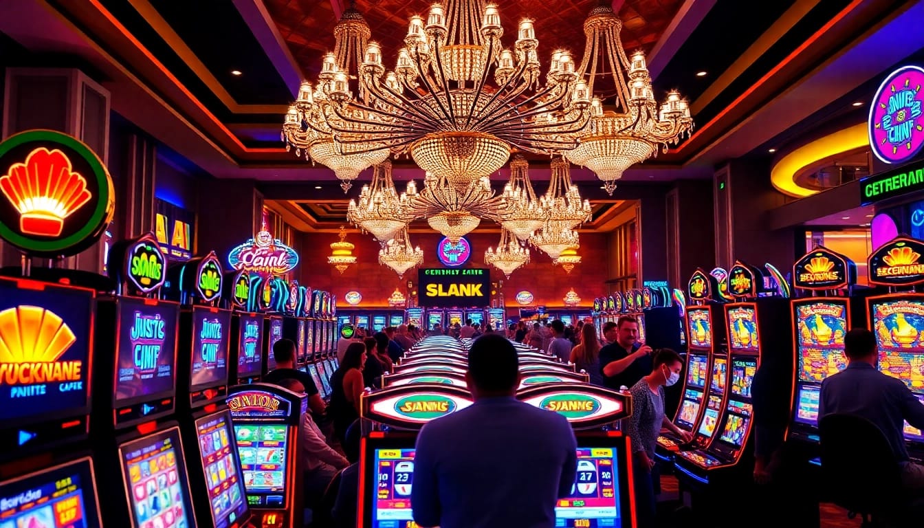 Menangkan Slot Deposit 5k dengan mesin slot yang berwarna-warni dan pemain yang bersemangat.