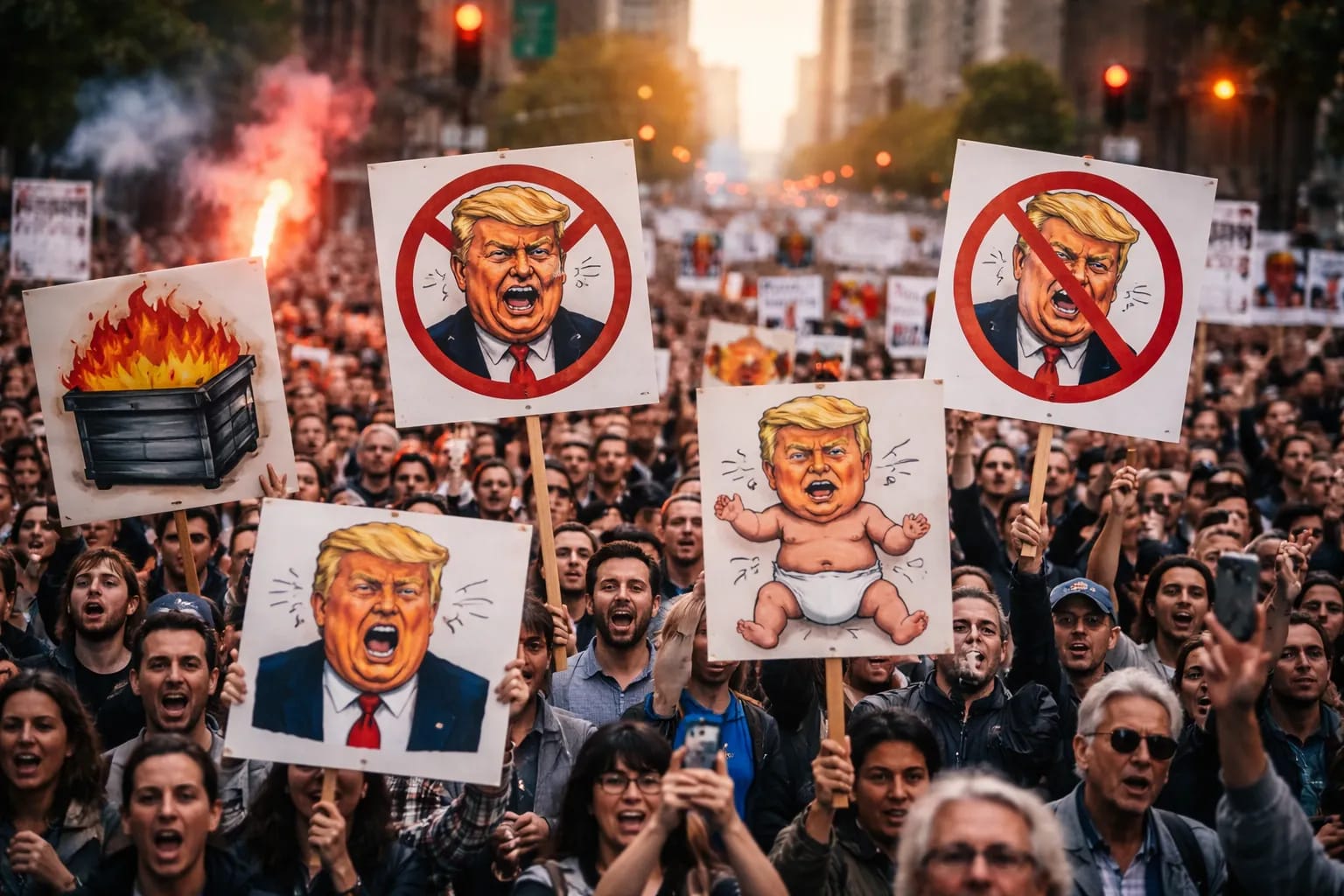 anti trump protest signs