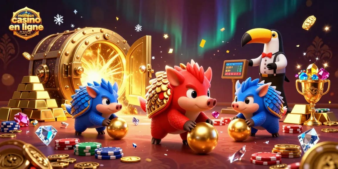 Jouer aux meilleurs jeux dans le meilleur casino en ligne France avec des pangolins cartoon