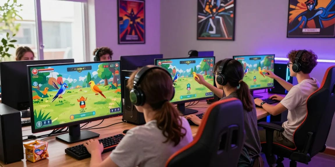 Engaging scene of players in the rokok88 link alternatif virtual bird-catching game, highlighting vibrant gameplay and community atmosphere.