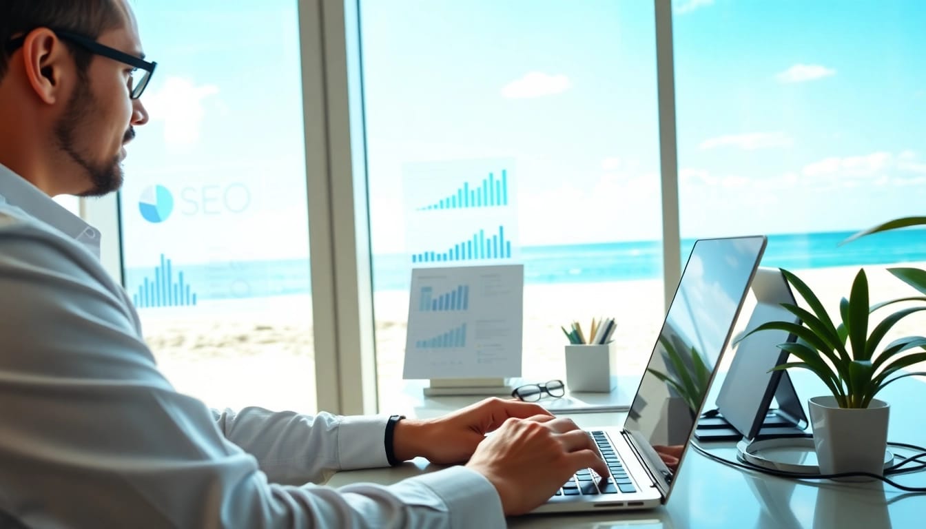 Boost your online presence with Clearwater FL SEO strategies in a vibrant office setting.