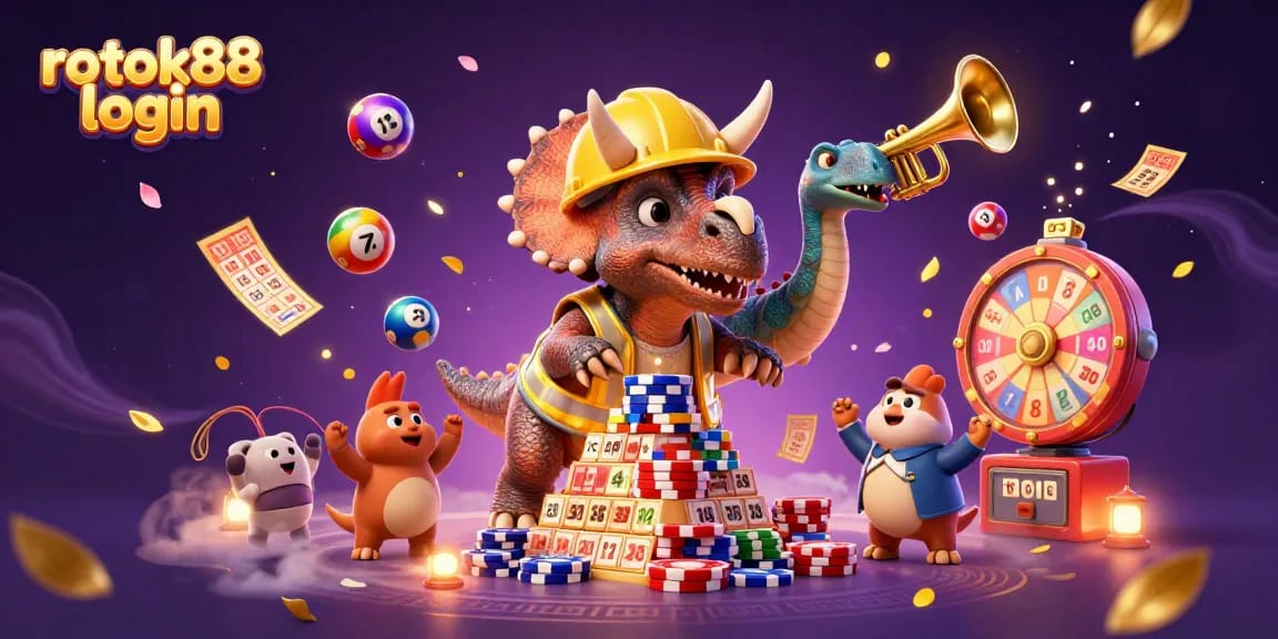 Experience thrilling gameplay with rokok88 login, featuring a vibrant celebration of casino elements.