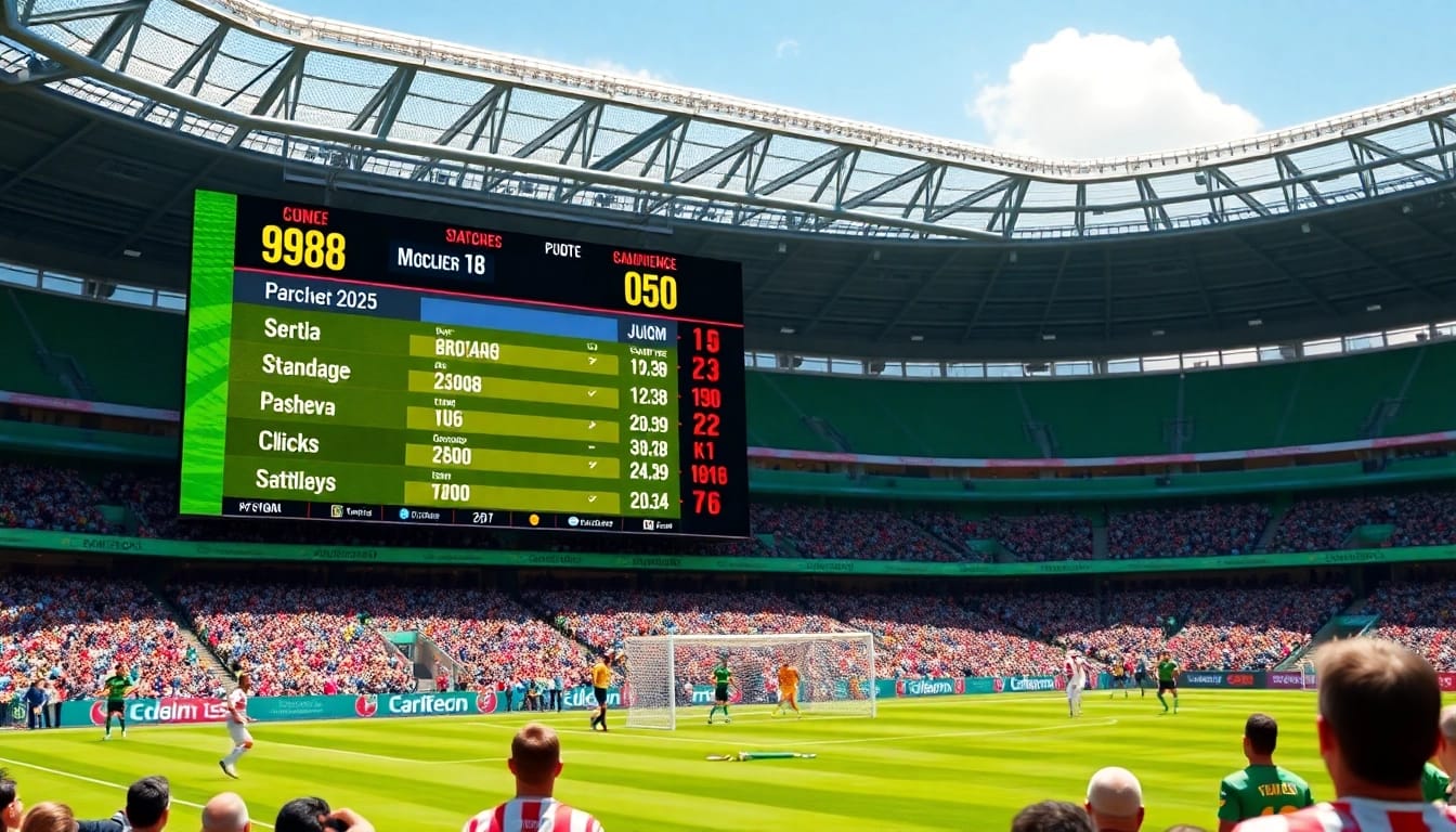 Track live soccer statistics on the scoreboard displaying accurate ตารางคะแนน for enthusiasts.