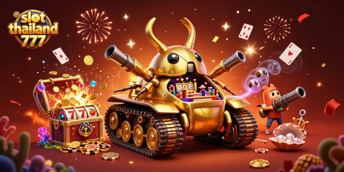 Engaging illustration of slot thailand 777 showcasing a miniature casino and vibrant game elements.
