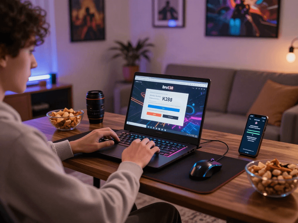 Engaging in bro138 slot login at home, enjoying the gaming experience.