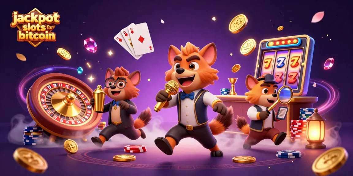 Engage in jackpot slots for bitcoin with this vibrant casino scene featuring animated hyenas.