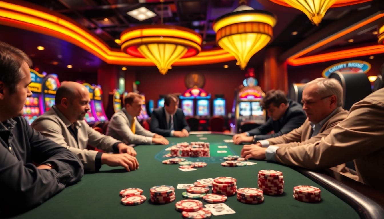 bbni4d menang di meja poker dengan pemain fokus di kasino yang ramai.