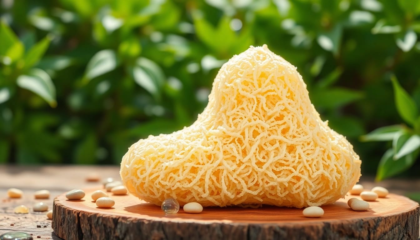 Exquisite raw loofah sponge set against a natural backdrop showcasing its unique texture.