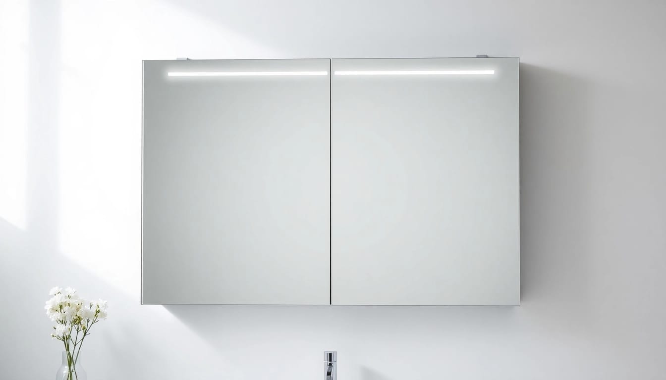 Gestalten Sie Ihr Bad mit einem eleganten sonni Spiegelschrank und integrierter Beleuchtung.