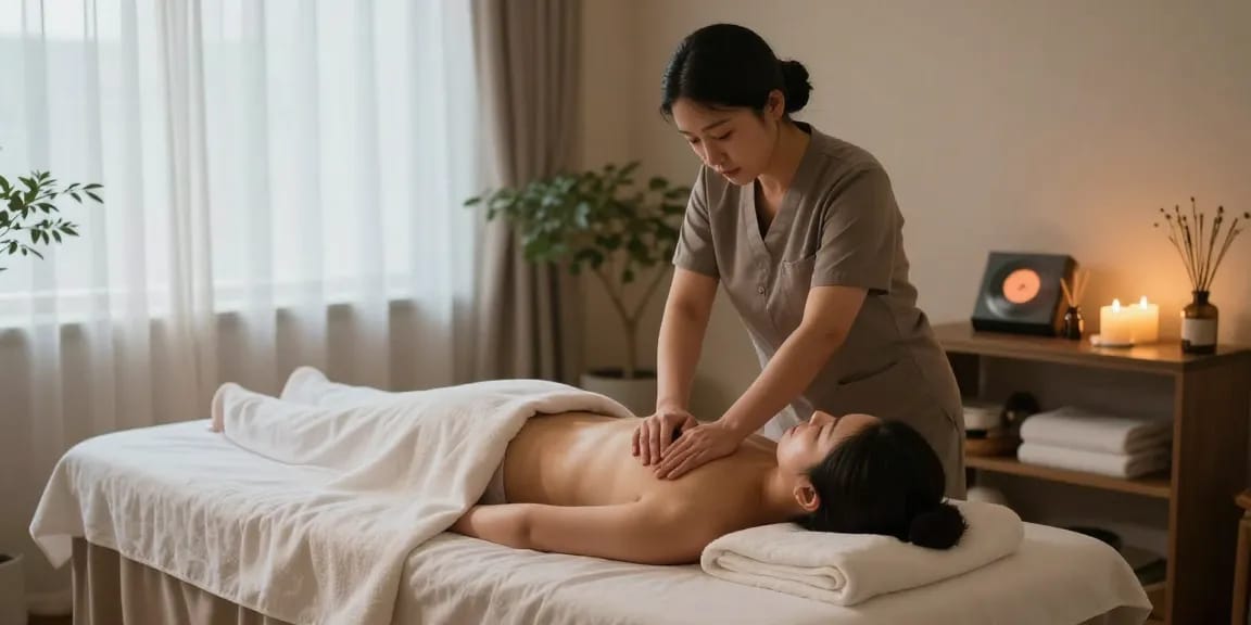 Relaxing 부산스웨디시 massage session in a serene wellness studio with soothing atmosphere and essential oils.