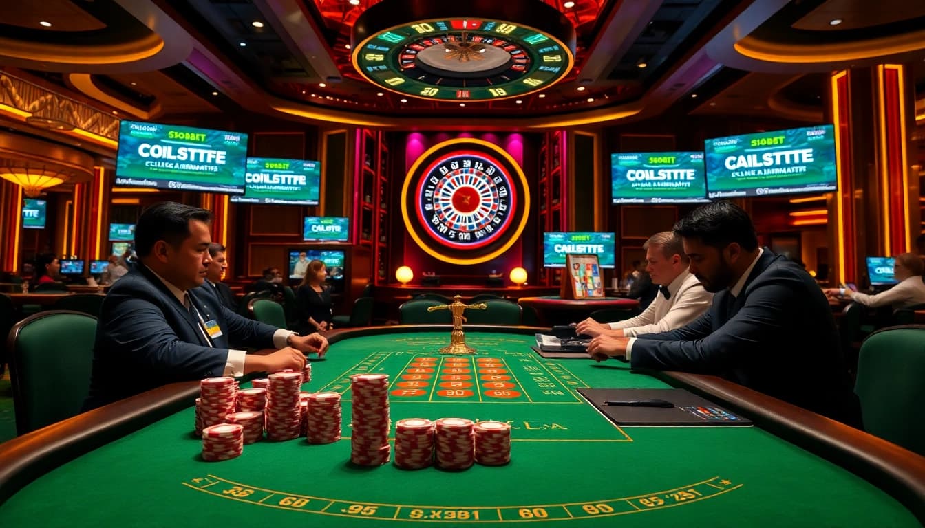 Experience sbobet link alternatif strategies at a luxurious casino table with engaged players and vibrant atmosphere.