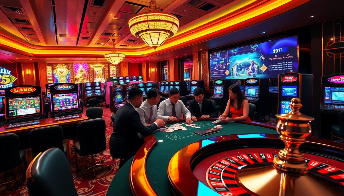 Para pemain yang terlibat menikmati kemenangan mendebarkan dalam suasana kasino sumo togel yang mewah.
