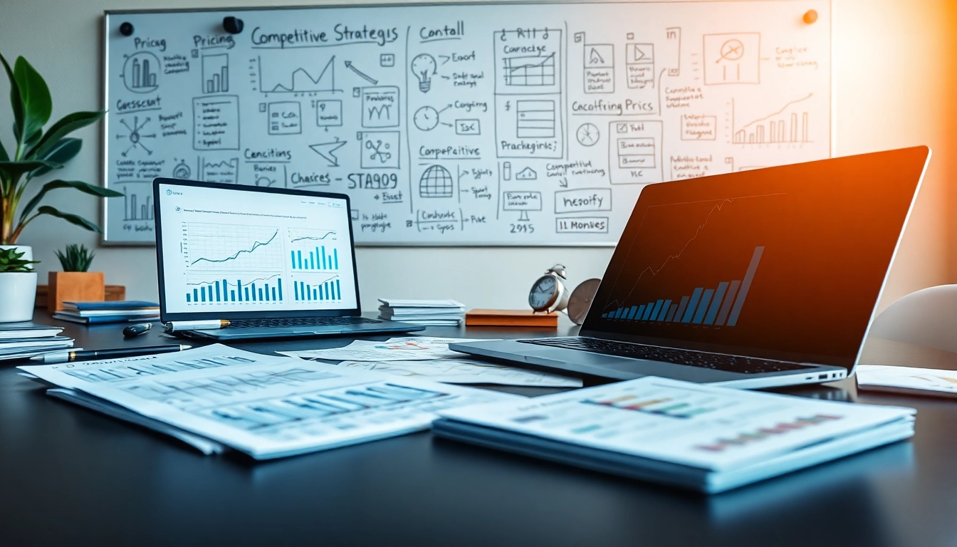 Analyze competitor pricing strategy with charts and documents in a professional workspace