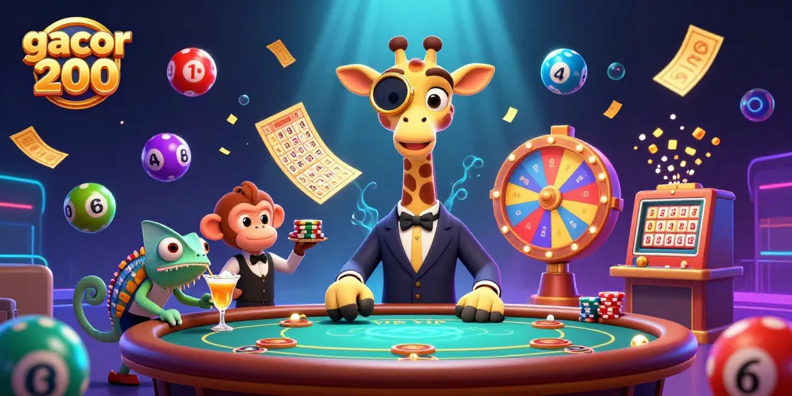 Play and win big with gacor 200 in this vibrant, high-energy casino illustration!