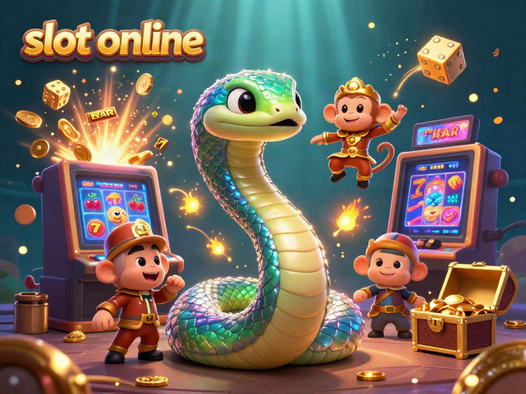 Menangkan permainan slot online dengan visual menarik dan simbol jackpot berkilauan.