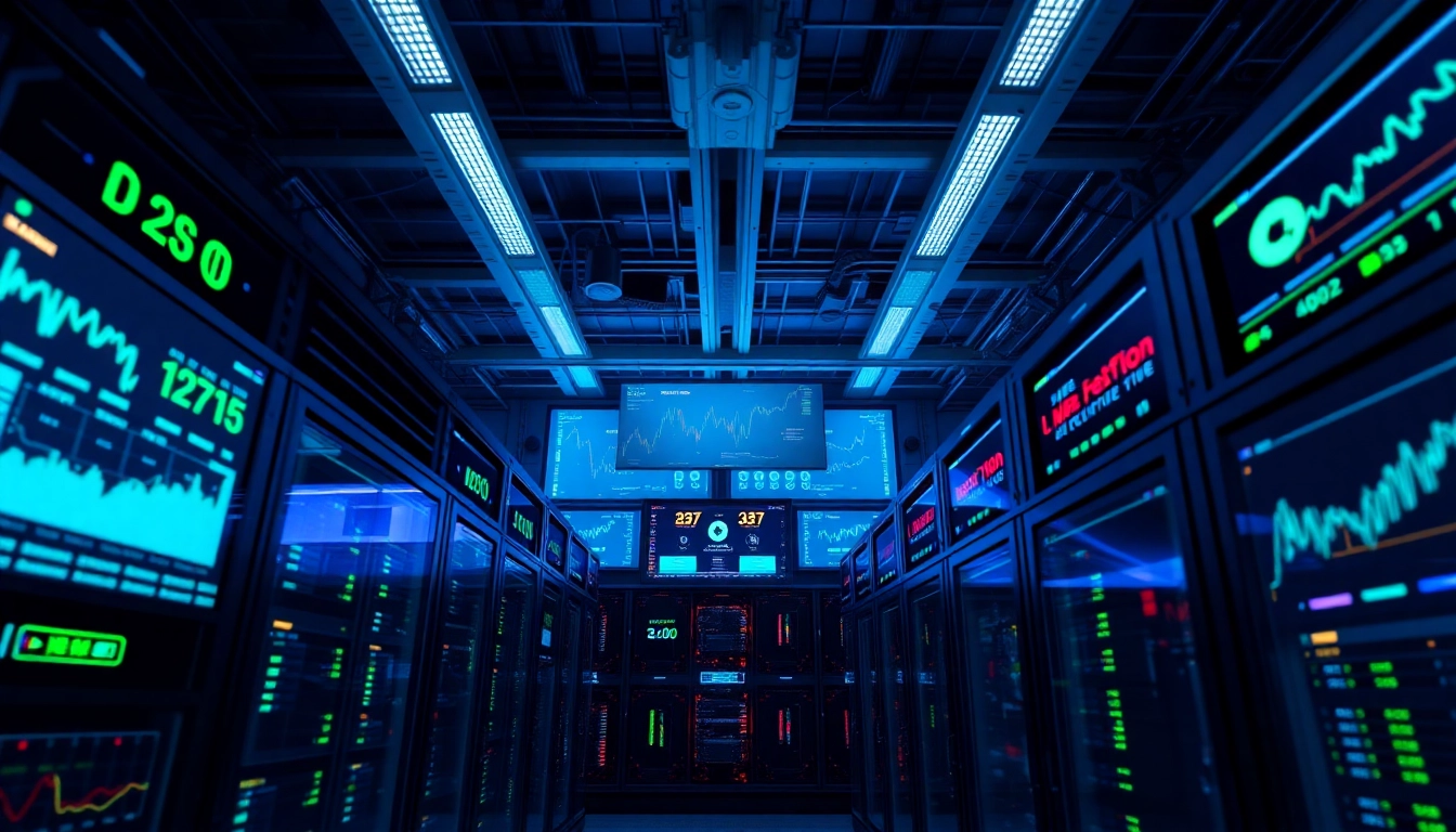 Discover the advanced technology behind the best crypto mining site with vibrant data center visuals.
