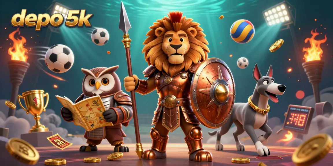 Experience the excitement of depo 5k sports betting in this vibrant 3D casino illustration.