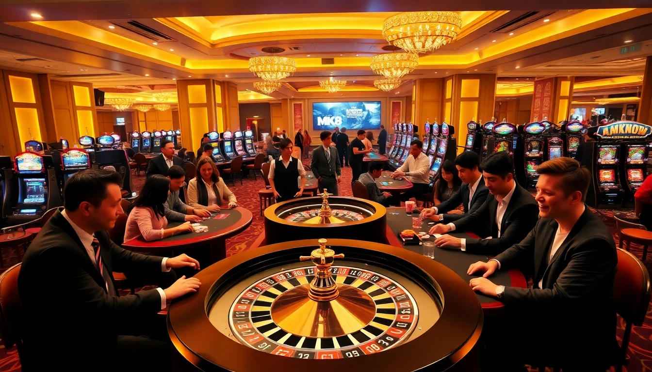 Engaged players enjoying MK8-themed games at a vibrant casino, highlighting excitement and thrilling betting experiences.