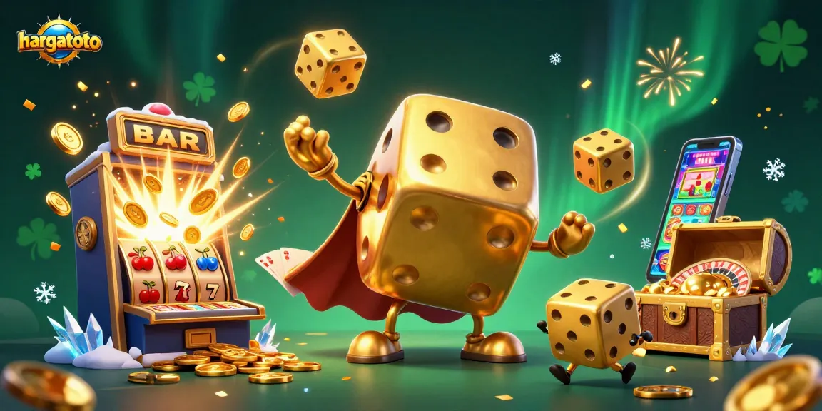 Gulung dadu emas dan mesin slot yang mengeluarkan koin di hargatoto, menciptakan kemeriahan!