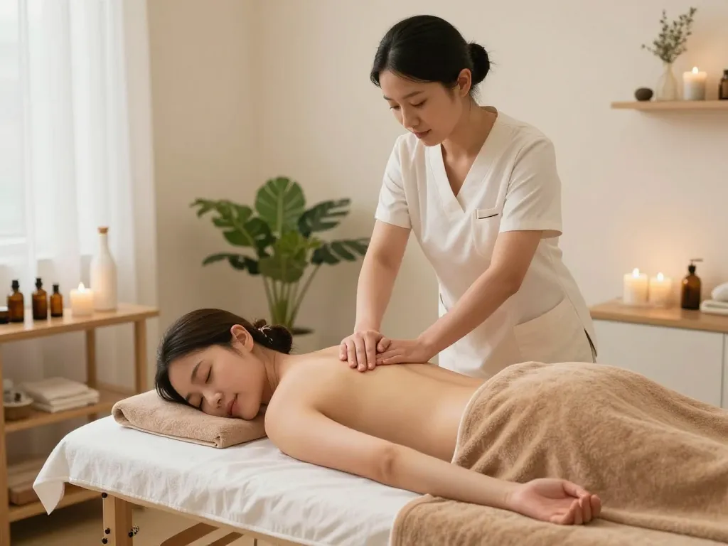 스웨디시 massage therapy scene showcasing relaxation and tranquility.