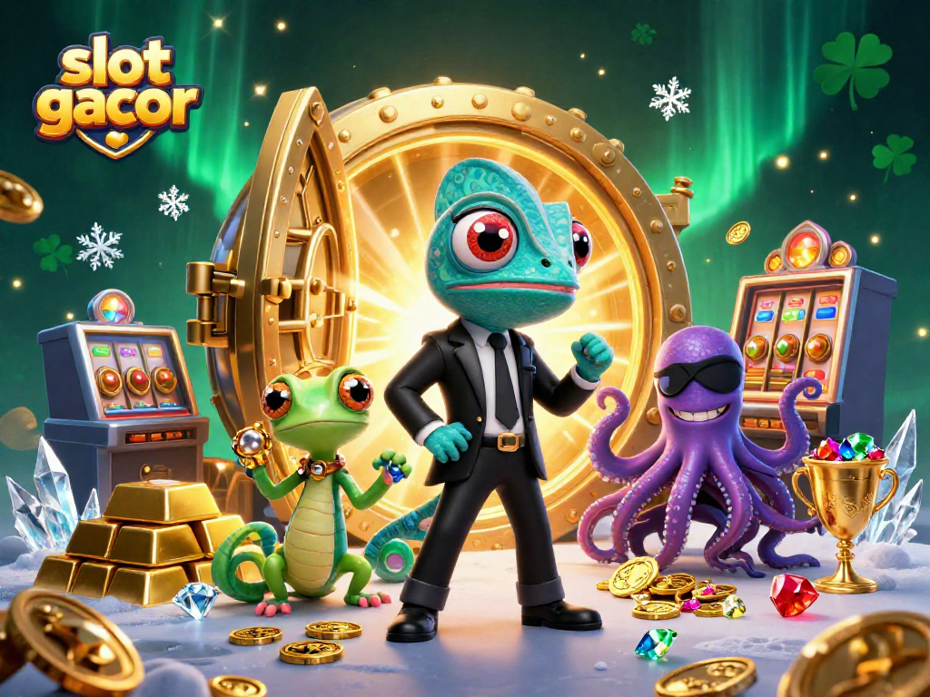 Memenangkan slot gacor dengan karakter bunglon, gecko, dan gurita yang menarik di kasino 3D.