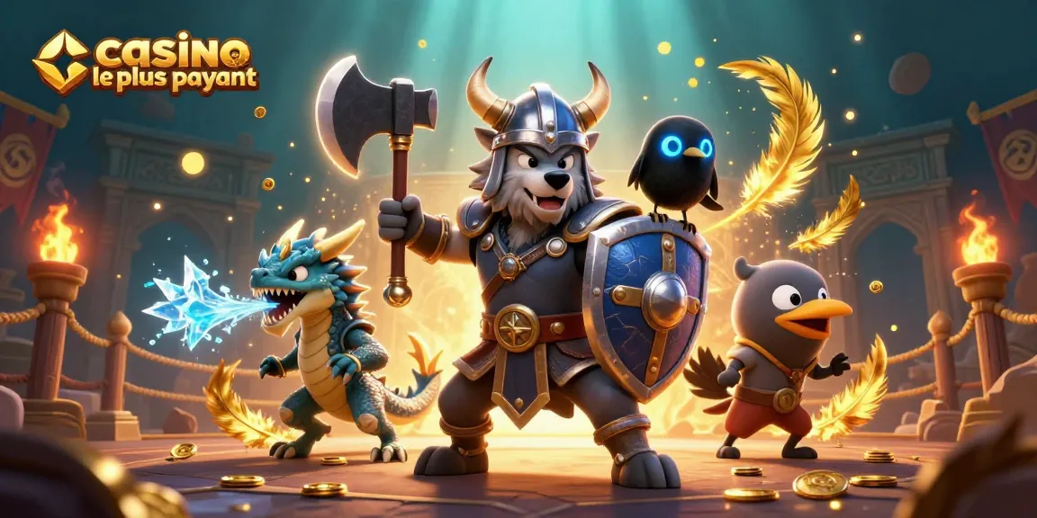 Gagnez avec le casino en ligne le plus payant : un Viking, un dragon et un corbeau s'affrontent dans un duel épique.