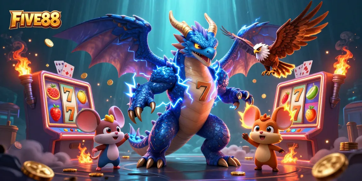 Experience the thrill of winning at FIVE88 with dynamic slots and animated characters!