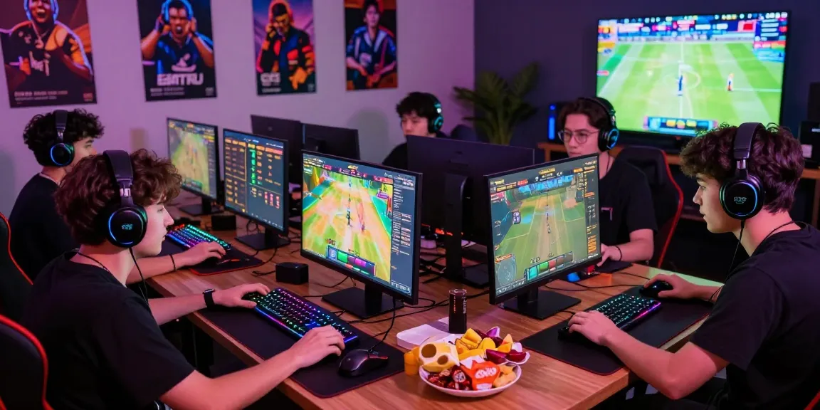 Engaging gaming scene with friends playing MBM娛樂 in a cozy living room, showcasing dynamic game visuals and competitive spirit.