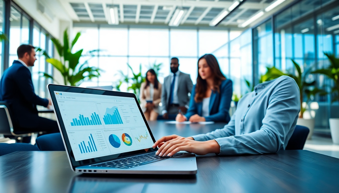 Engaging assistant for enterprise facilitating teamwork in a modern office setting.