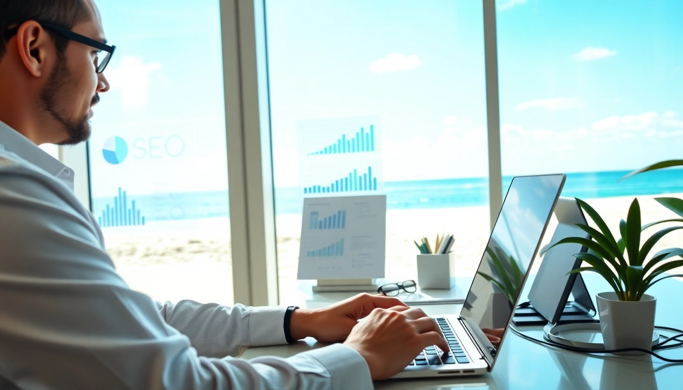 Boost your online presence with Clearwater FL SEO strategies in a vibrant office setting.