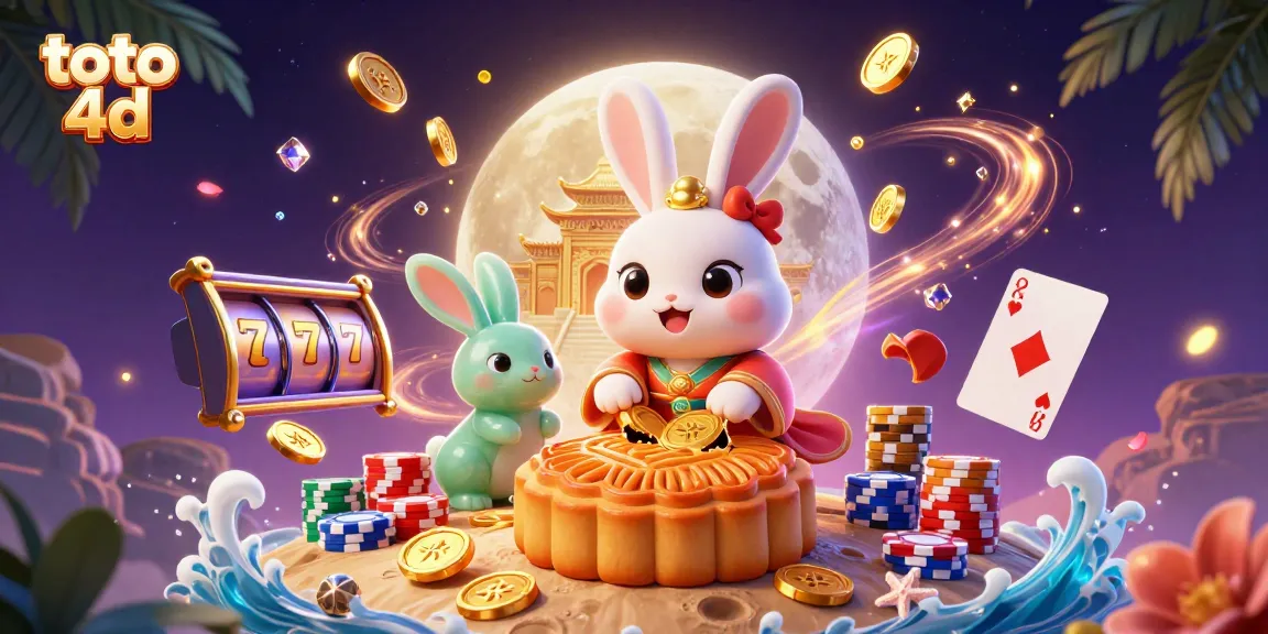 Spin for fortune with toto 4d in a vibrant casino scene featuring a mythical moon rabbit.
